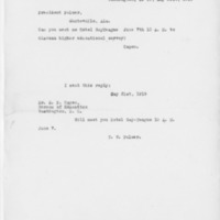 Telegram Between President Palmer and Dr. S. P. Capen