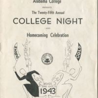 1943 College Night Program Cover and Greetings