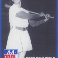 Reprint of the 1995 Fritsch official Delores White Baseball Card.