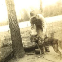 John Steelman with his pet wolf