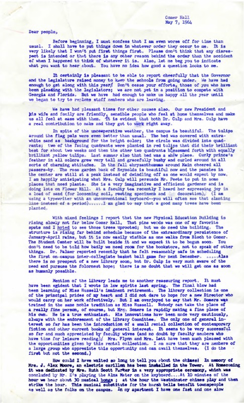 May 7, 1965 newsletter written by Dr. Eva Golson